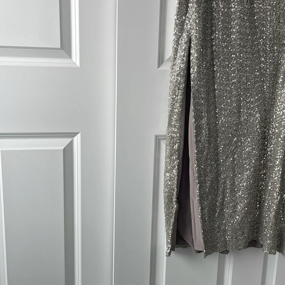 Long silver sequin dress. Lauren. Size 10. New with tags. - Picture 3 of 6